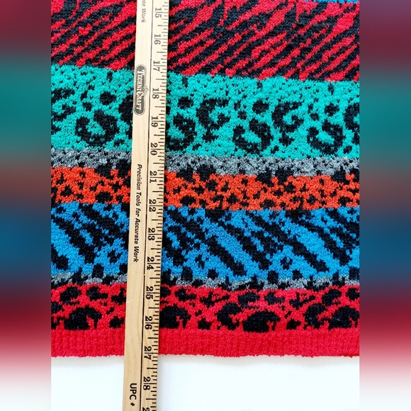 Vintage Animal Print Stripe Mock Neck‎ Sweater Gitano 80s Hallowen Costume 24W - Picture 6 of 6